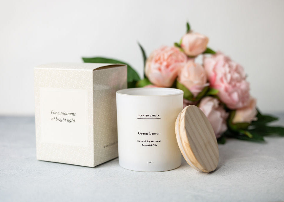 Green Lemon Scented candle - Big Glass Jar-0