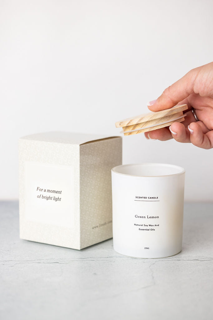 Green Lemon Scented candle - Big Glass Jar-1